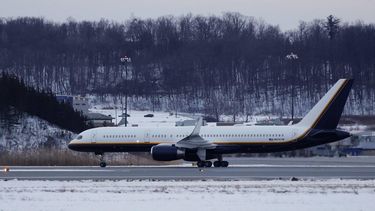 A plane allegedly carrying ousted Venezuelan president Nicolas Maduro taxis at Stewart Air National Guard Base in Newburgh, New York, on January 3, 2026. 
Leonardo Munoz / AFP