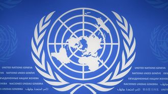 This photograph shows a logo of the United Nations (UN) at their offices in Geneva, on September 3, 2026.
 
Fabrice COFFRINI / AFP