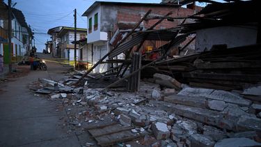 Destroyed houses are pictured after an earthquake in El Cairo, Valle del Cauca, Colombia on August 11, 2026. Rescuers, soldiers and volunteers searched through collapsed apartment blocks and office buildings across western Colombia, racing to find survivors after the country's strongest earthquake in a century killed at least 241 people and left many more homeless.
Raul ARBOLEDA / AFP