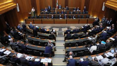 epa13161009 Lebanese lawmakers attend a parliamentary session to discuss a proposed general amnesty law, the abolition of the death penalty and the salaries of retired members of Lebanon’s security forces in Beirut, Lebanon, 11 August 2026. The session took place as retired military personnel protested outside the Lebanese Parliament, calling for the full implementation of six salary increases rather than distributing them in installments.  EPA/WAEL HAMZEH