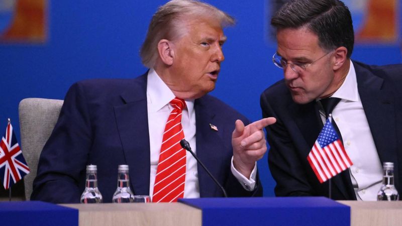 Donald Trump Mark Rutte NAVO-top