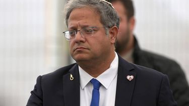 epa12687397 Israel's National Security Minister Itamar Ben-Gvir attends the funeral of Sergeant First Class Ran Gvili, the final Israeli hostage held in Gaza, in Meitar, southern Israel, 28 January 2026. Gvili, a 24-year-old member of the Israel Police Special Forces, fell in combat on 07 October 2023, and his body was abducted to the Gaza Strip. His recovery marks the return of all hostages from the Gaza Strip to Israel.  EPA/ATEF SAFADI