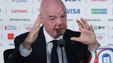 epa13029343 FIFA President Gianni Infantino attends a press conference on the eve of the FIFA World Cup 2026 opening match, in Mexico City, Mexico, 10 June 2026.  EPA/ISAAC ESQUIVEL