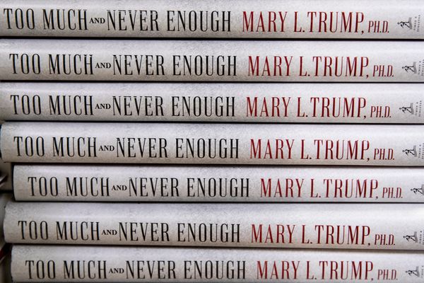 Op deze foto zie je het boek "Too Much and Never Enough: How My Family Created the World's Most Dangerous Man' by Mary Trump" van de nicht van presidetn Trump.