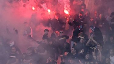LEEUWARDEN -Feyenoordfans tijdens de Nederlandse Eredivisie wedstrijd tussen SC Cambuur en Feyenoord in het Kooi Stadion op 23 augustus 2026 in Leeuwarden, Nederland. OLAF KRAAK / ANP
