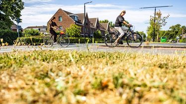 DORDRECHT - Een middenberm langs een weg in de stad is uitgedroogd. Door het warme weer is er aanhoudende droogte en een dreigend watertekort in Nederland. JEFFREY GROENEWEG / ANP weer