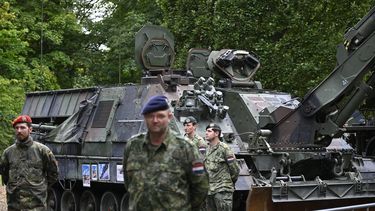 Military equipment is on display during the visit of the German President and the King of the Netherlands at the NATO German-Dutch Army Corps (1GNC) in Muenster, western Germany on September 25, 2025. 
INA FASSBENDER / AFP