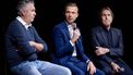 HILVERSUM - Kees Jongkind, Gerard Timmer en Maarten Nooter tijdens een presentatie van de NOS over de verslaggeving van het WK voetbal in Qatar. ANP KOEN VAN WEEL