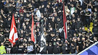LEEUWARDEN - Het uitvak met Feyenoord supporters tijdens de Nederlandse Eredivisie wedstrijd tussen SC Cambuur en Feyenoord in het Kooi Stadion op 23 augustus 2026 in Leeuwarden, Nederland. OLAF KRAAK / ANP