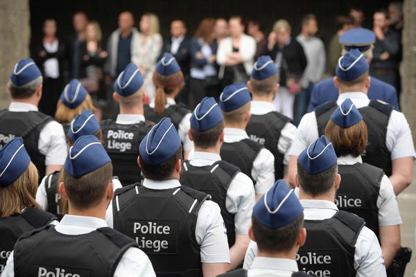 België neemt afscheid van omgekomen politieagentes. / AFP