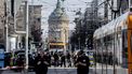 epa11938010 A general view shows the scene after a SUV vehicle was driven into pedestrians in  Mannheim, Germany, 03 March 2025. According to statements from police, a vehicle drove into a crowd in the Mannheim city centre, killing one person and injuring several others.  EPA/RONALD WITTEK