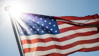 A picture shows a US flag during the 47th Deauville US Film Festival in Deauville, western France, on September 7, 2021. 
LOIC VENANCE / AFP