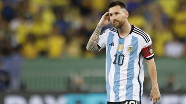 Argentina's forward Lionel Messi gestures during the 2026 FIFA World Cup South American qualification football match between Brazil and Argentina at Maracana Stadium in Rio de Janeiro, Brazil, on November 21, 2023. 
Daniel RAMALHO / AFP