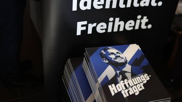 A leaflet by the publication 'Deutschland-Kurier', which is considered close to the far-right Alternative for Germany (AfD) party and depicts AfD's main candidate in the Saxony-Anhalt state election Ulrich Siegmund, reads 
