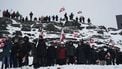 People wave Greenlandic flags as they take part in a demonstration that gathered almost a third of the city population to protest against the US President's plans to take Greenland, on January 17, 2026 in Nuuk, Greenland. US President Donald Trump escalated his quest to acquire Greenland, threatening multiple European nations with tariffs of up to 25 percent until his purchase of the Danish territory is achieved. Trump's threats came as thousands of people protested in the capital of Greenland against his wish to acquire the mineral-rich island at the gateway to the Arctic.
Alessandro RAMPAZZO / AFP