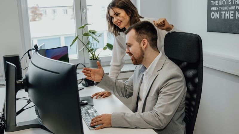 Werk, collega's, werken, kantoor, onderzoek