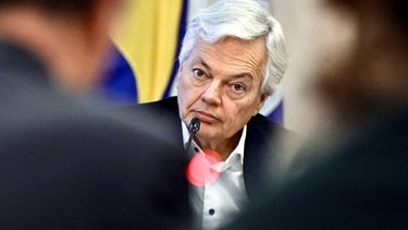 Belgian politician, member of right wing party MR (Mouvement Reformateur) Didier Reynders speaks during a commission on the Metro 3 project, at the Brussels Region Parliament, on December 16, 2025, in Brussels.  The Commission will look into the origins of the Metro 3 project, whose construction is underway but with an uncertain future, as costs are spiralling.
ERIC LALMAND / Belga / AFP