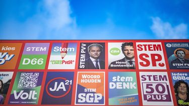 Groningen - Verkiezingsbord met Geert Wilders van de PVV als winnaar. ANP / Hollandse Hoogte Venema Media