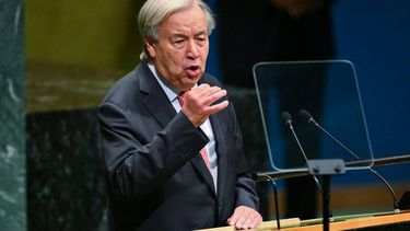 UN Secretary General Antonio Guterres speaks during the 81st United Nations General Assembly at the United Nations Headquarters in New York, on September 22, 2026. 
ANGELA WEISS / AFP