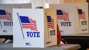 People vote at a polling station in Lancaster, New Hampshire, on Election Day, November 5, 2024. 
Joseph Prezioso / AFP