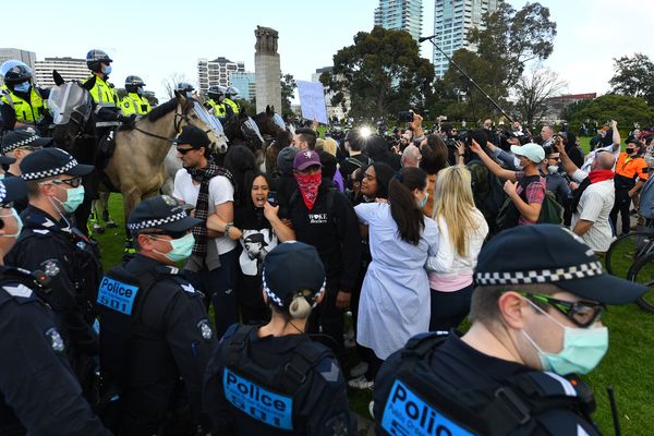 Foto van de demonstratie in Melbourne