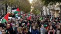 2023-11-04 17:13:32 Protesters hold Palestinian flags during a demonstration 