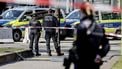 epa11938009 Police officers stand guard near the scene after a vehicle was driven into pedestrians in  Mannheim, Germany, 03 March 2025. According to statements from police, a vehicle drove into a crowd in the Mannheim city centre, killing one person and injuring several others.  EPA/RONALD WITTEK