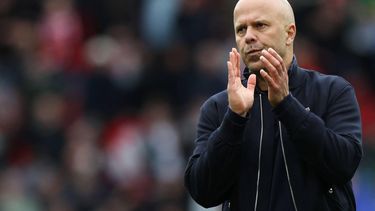 Liverpool's Dutch manager Arne Slot reacts after the English Premier League football match between Manchester United and Liverpool at Old Trafford in Manchester, north west England, on May 3, 2026. 
Darren Staples / AFP