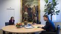 DEN HAAG - Formateur Rob Jetten (D66) in gesprek met Dilan Yesilgoz (VVD) en Henri Bontenbal (CDA). JEROEN JUMELET / ANP