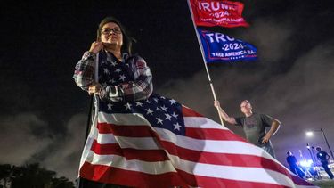 Supporters of former US president and Republican presidential candidate Donald Trump gather near his Mar-a-Lago resort in Palm Beach, Florida, on Election Day, November 5, 2024. 
Giorgio Viera / AFP