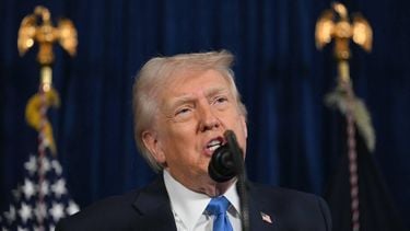 US President Donald Trump speaks to the press following US military actions in Venezuela, at his Mar-a-Lago residence in Palm Beach, Florida, on January 3, 2026.  President Trump said Saturday that US forces had captured Venezuelan leader Nicolas Maduro after launching a 