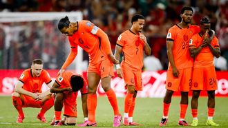 MONTERREY - Spelers van Nederland tijdens de strafschoppen tijdens de FIFA-wereldkampioenschap voetbal 2026 knock-outfase wedstrijd tussen Nederland en Marokko in het Monterrey Stadion op 29 juni 2026 in Monterrey, Mexico. KOEN VAN WEEL / ANP