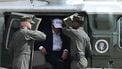 S President Donald Trump exits Marine One at Kelly Field at Joint Base San Antonio, Texas, on July 11, 2025, after the President and First Lady visited the area following devastating flooding that ocurred in the area over the July 4 weekend.  At least 120 people are dead and more than 170 still missing, following July 4 holiday weekend floods that ravaged the central Texas Hill Country -- including a river bank cluttered with children's summer camp cabins. 
Brendan SMIALOWSKI / AFP