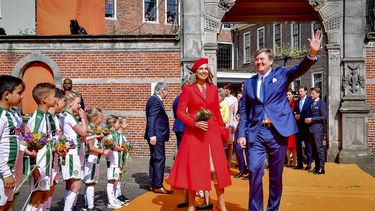 Koningin Máxima en prinses Amalia in Belgisch Natan. / ANP