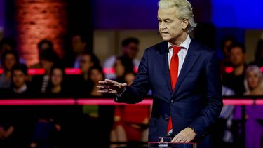 2023-11-21 20:47:24 DEN HAAG - Geert Wilders (PVV) tijdens het slotdebat van de NOS, een dag voor de Tweede Kamerverkiezingen. ANP REMKO DE WAAL