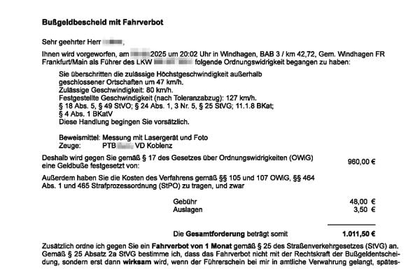 boete snelweg verkeersboete