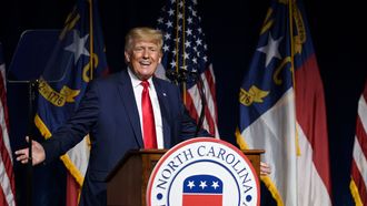 Donald Trump bij zijn toespraak in North Carolina.