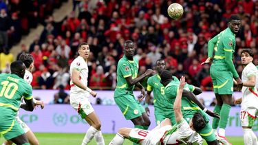 epa12660779 Brahim Diaz (bottom) of Morocco goes down during the CAF Africa Cup of Nations 2025 final match between Senegal and Morocco in Rabat, Morocco, 18 January 2026. The action resulted in a penalty for Morocco which Diaz missed eventually. Senegal went on to win the match 1-0 after extra time.  EPA/JALAL MORCHIDI