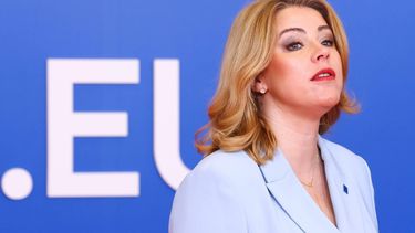 epa12910528 Latvia's Prime Minister Evika Silina on the day of a summit of the European Union and regional partners' leaders in Nicosia (Lefkosia), Cyprus, 24 April 2026. EU leaders are expected to address the current geopolitical developments and Europe's response to it.  EPA/YVES HERMAN / POOL