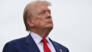 Former US President and Republican presidential candidate Donald Trump waits to speak at a press conference at Trump National Golf Club Los Angeles in Rancho Palos Verdes, California, on September 13, 2024. 
Robyn Beck / AFP