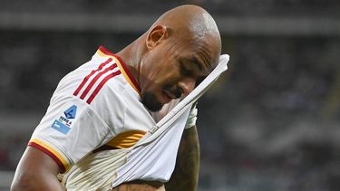 Roma's Dutch forward #14 Donyell Malen reacts during the Italian Serie A football match between Torino FC and Roma at the Olympic Stadium Grande Torino in Turin, northern Italy on September 14, 2026. 
Isabella BONOTTO / AFP