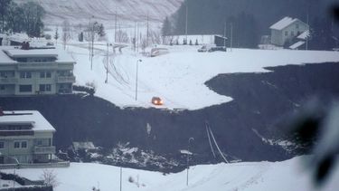 Een foto van de aardverschuiving in Noorwegen