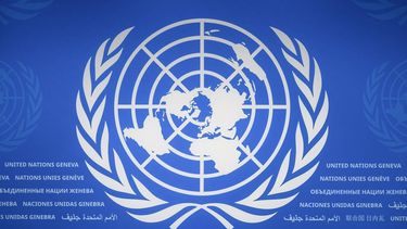 This photograph shows a logo of the United Nations (UN) at their offices in Geneva, on September 3, 2026.
 
Fabrice COFFRINI / AFP
