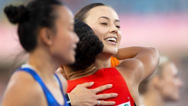 BIRMINGHAM - Nadine Visser na afloop van de halve finale 100 meter horden tijdens de tweede dag van de EK atletiek. IRIS VAN DEN BROEK / ANP