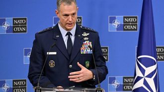 General Alexus G. Grynkewich, Supreme Allied Commander Europe (SACEUR) speaks during a press conference after a Military Committee in Chiefs of Defence Session at the NATO headquarters in Brussels on May 19, 2026. 
JOHN THYS / AFP