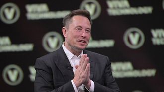 SpaceX, Twitter and electric car maker Tesla CEO Elon Musk reacts as he visits the Vivatech technology startups and innovation fair at the Porte de Versailles exhibition center in Paris, on June 16, 2023. 
Alain JOCARD / AFP