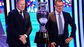 epa11007911 Netherland's head coach Ronald Koeman (L) and Austria's head coach Ralf Rangnick pose next to the trophy during the UEFA EURO 2024 final tournament draw at the Elbphilharmonie in Hamburg, Germany, 02 December 2023. The UEFA EURO 2024 will take place in Germany from 14 June to 14 July.  EPA/FILIP SINGER