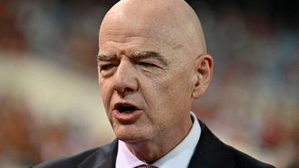 FIFA President Gianni Infantino reacts during the award ceremony at the end of the ASEAN Championship Cup 2026 final football match between Vietnam and Thailand in My Dinh National Stadium in Hanoi on August 26, 2026. 
Nhac NGUYEN / AFP
