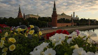 This photograph shows a general view of the Kremlin during the sunrise taken in central Moscow on September 17, 2026. 
Igor IVANKO / AFP