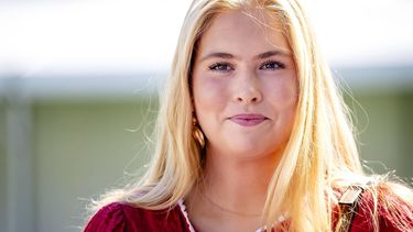 AKEN - Prinses Amalia komt aan voor haar bezoek aan het WK paardensport in het Allianz Park in het Duitse Aken. SEM VAN DER WAL / ANP